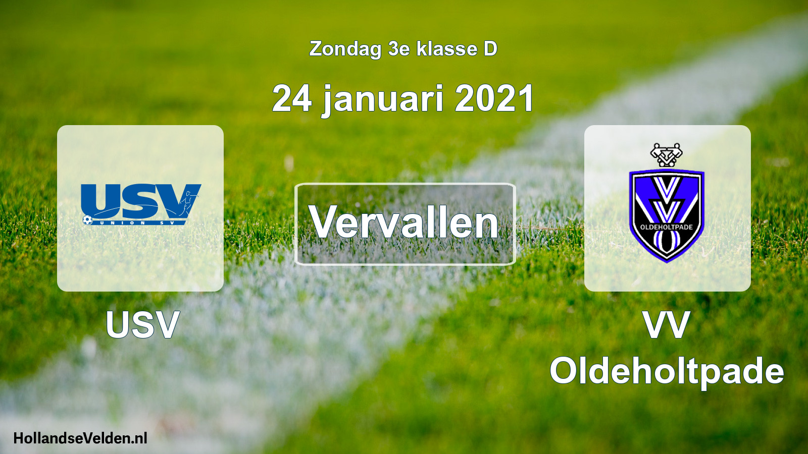 Scheduled Match: USV - VV Oldeholtpade (24 January 2021)