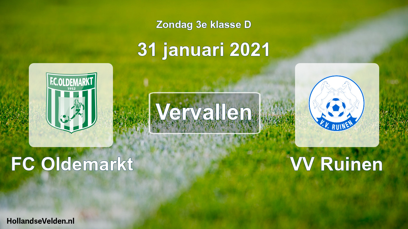 Scheduled Match: FC Oldemarkt - VV Ruinen (31 January 2021)