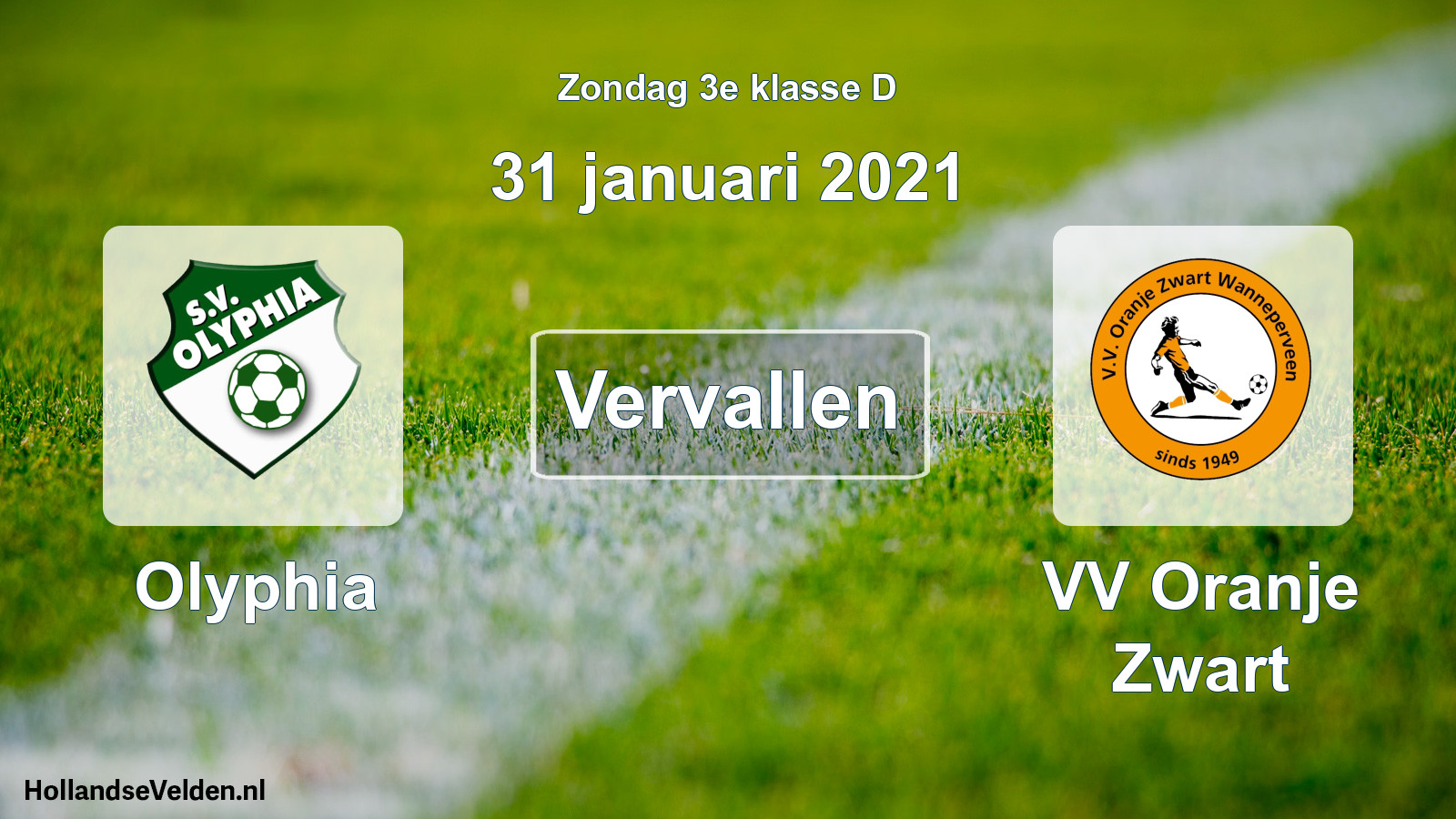 Scheduled Match: Olyphia - VV Oranje Zwart (31 January 2021)