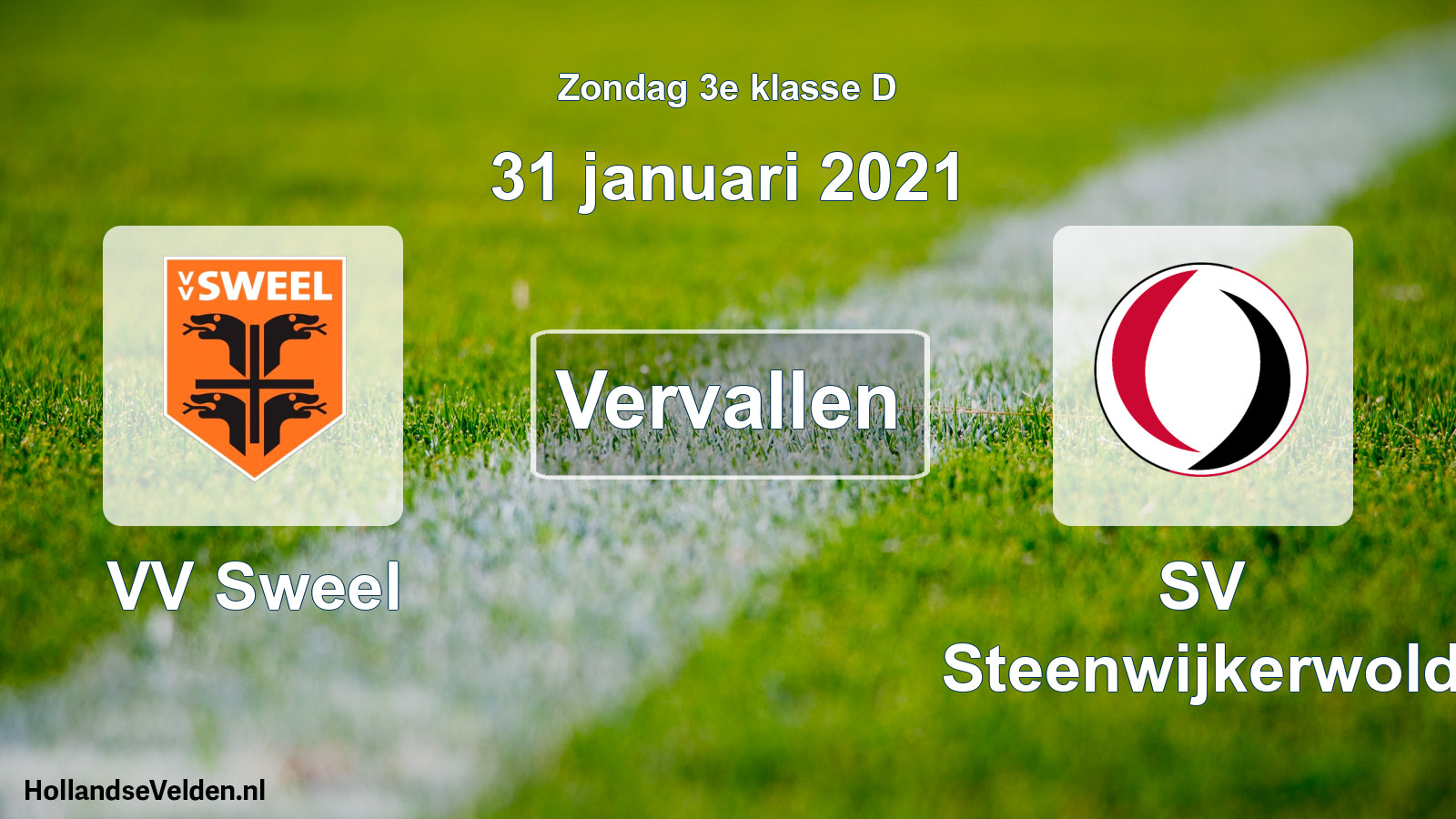 Scheduled Match: VV Sweel - SV Steenwijkerwold (31 January 2021)