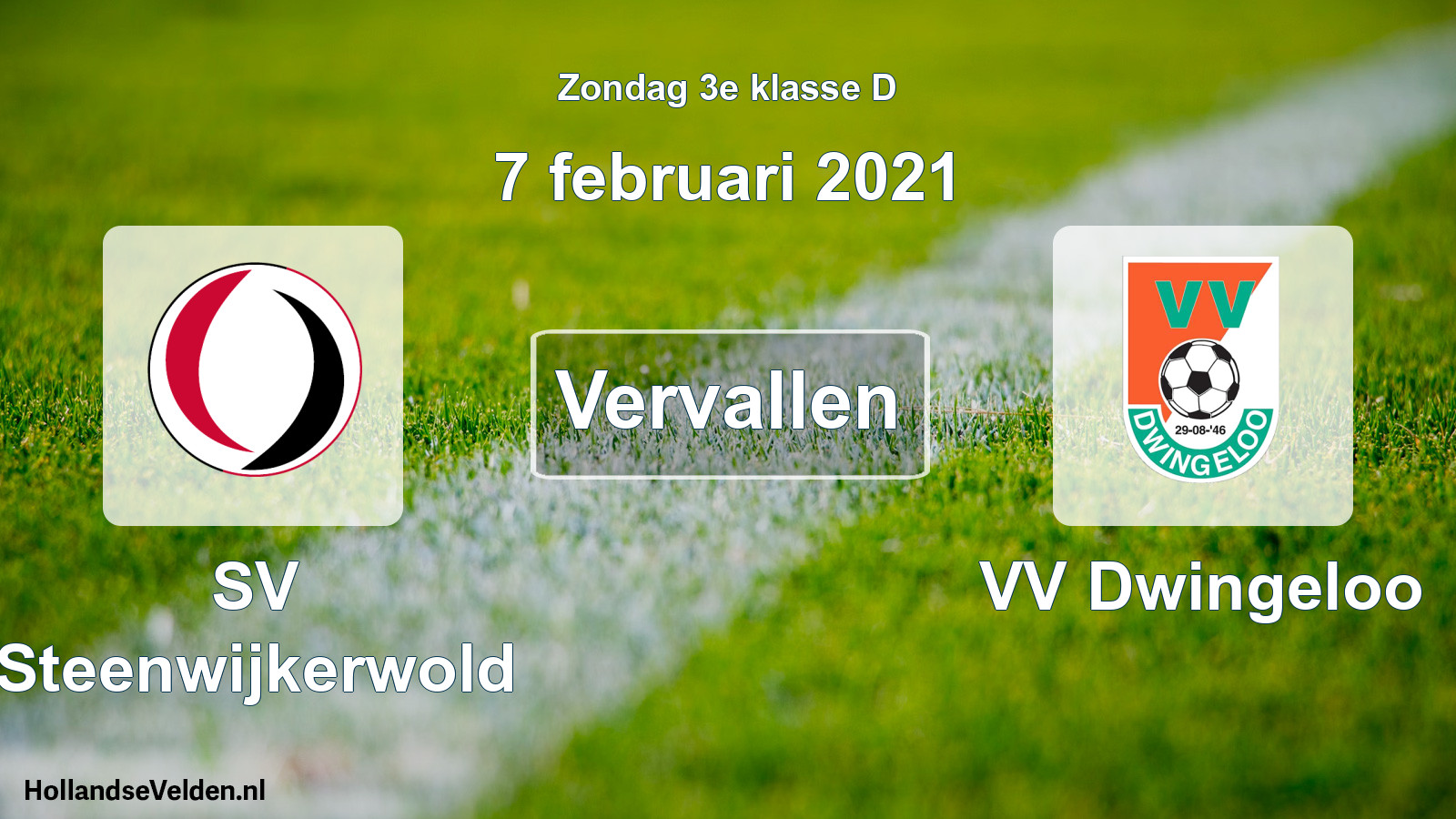 Scheduled Match: SV Steenwijkerwold - VV Dwingeloo (7 February 2021)