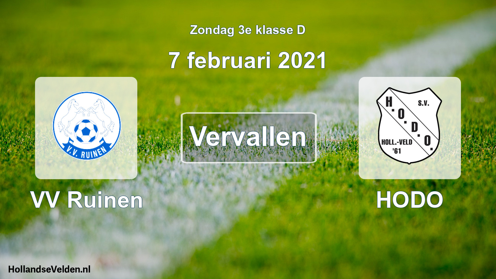 Scheduled Match: VV Ruinen - HODO (7 February 2021)
