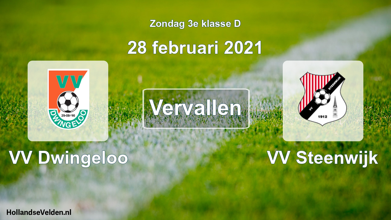 Scheduled Match: VV Dwingeloo - VV Steenwijk (28 February 2021)
