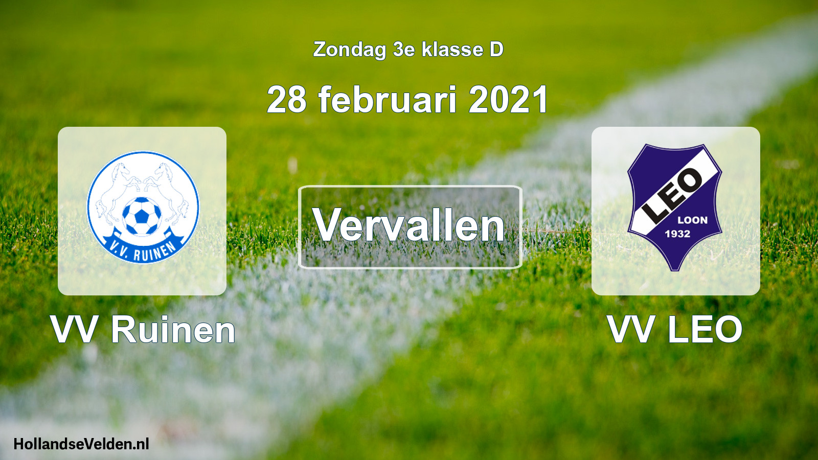 Scheduled Match: VV Ruinen - VV LEO (28 February 2021)