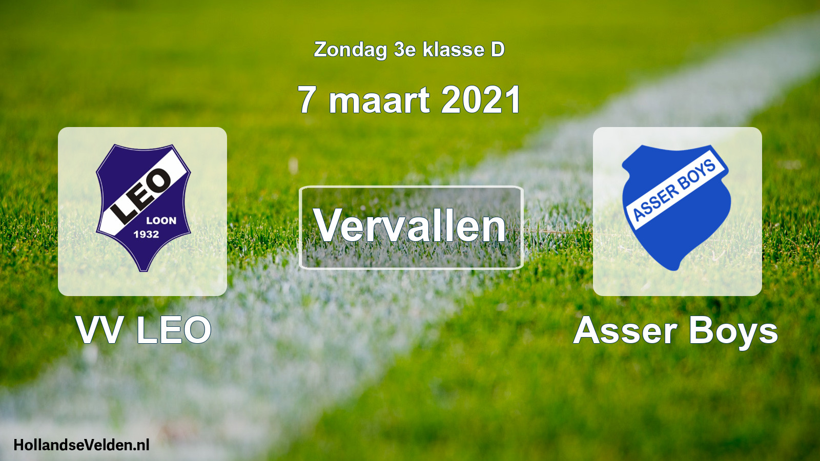 Scheduled Match: VV LEO - Asser Boys (7 March 2021)