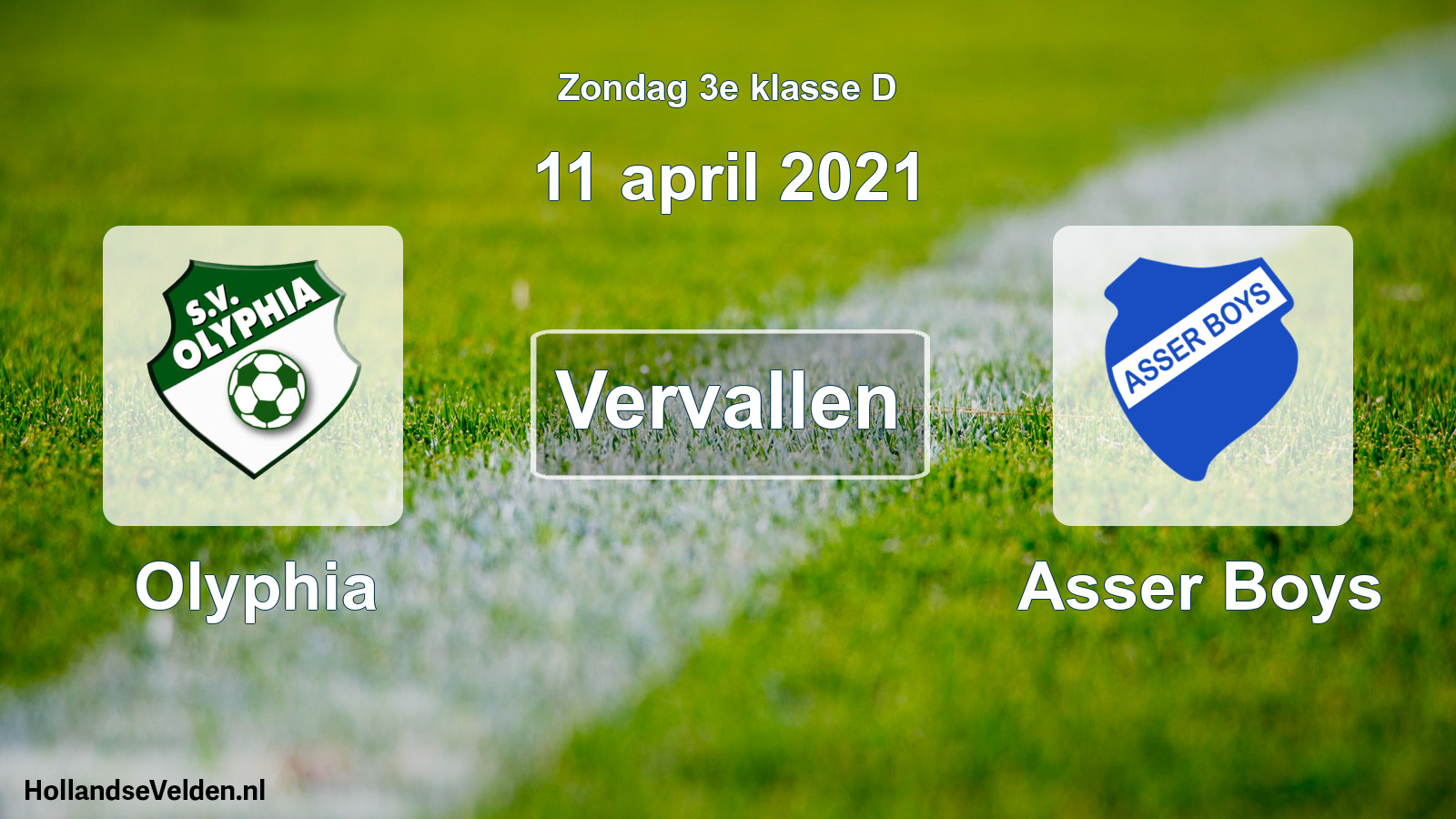 Scheduled Match: Olyphia - Asser Boys (11 April 2021)