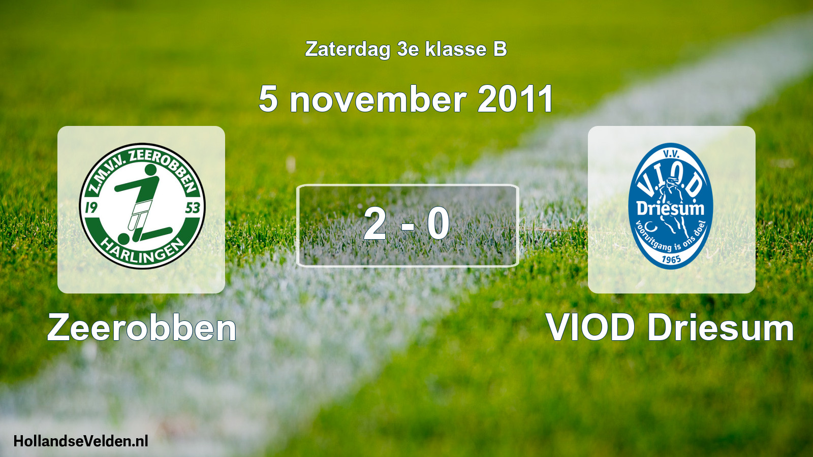 Total number of matches played: Zeerobben - VIOD Driesum 2 - 0 (5 November 2011)