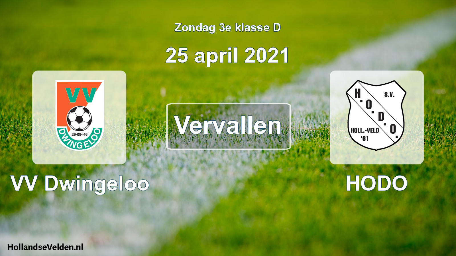 Scheduled Match: VV Dwingeloo - HODO (25 April 2021)