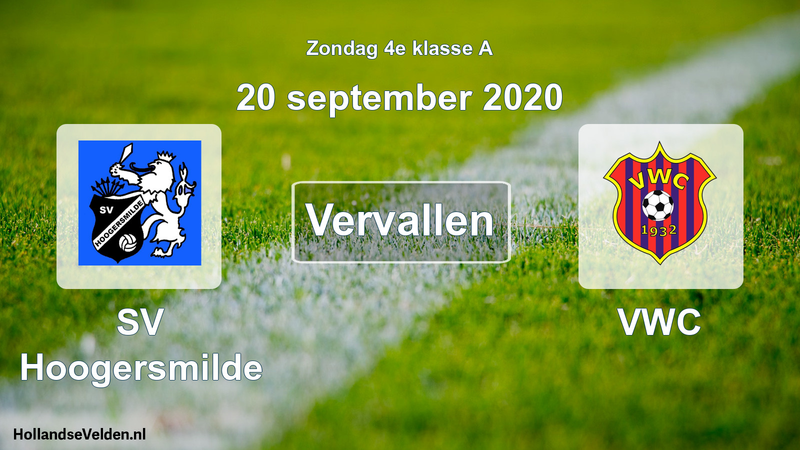 Scheduled Match: SV Hoogersmilde - VWC (20 September 2020)