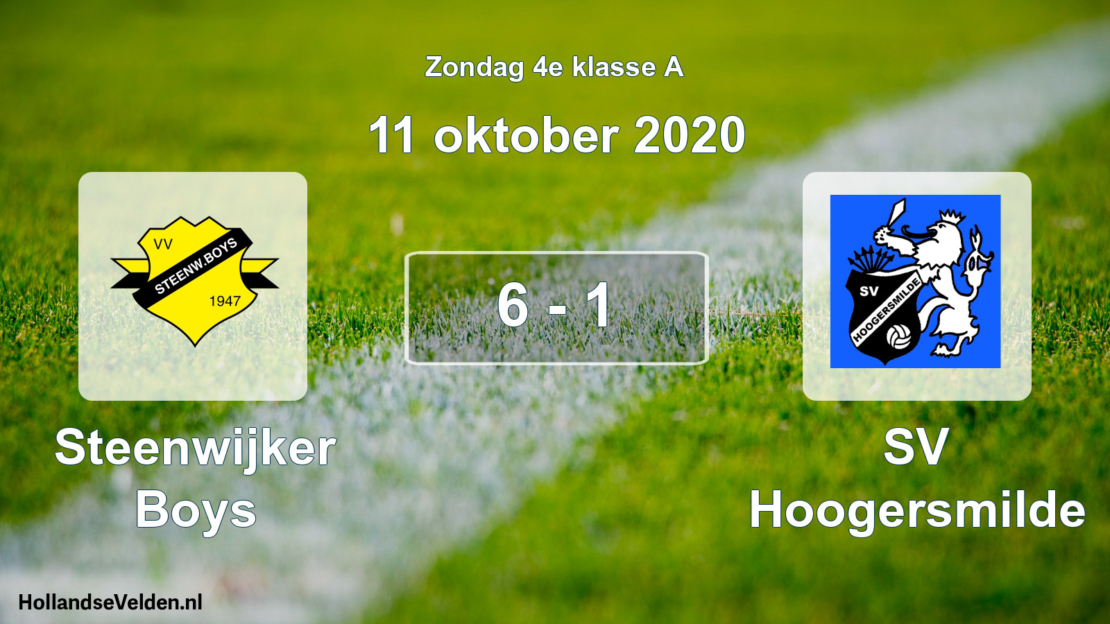 Total number of matches played: Steenwijker Boys - SV Hoogersmilde 6 - 1 (11 October 2020)