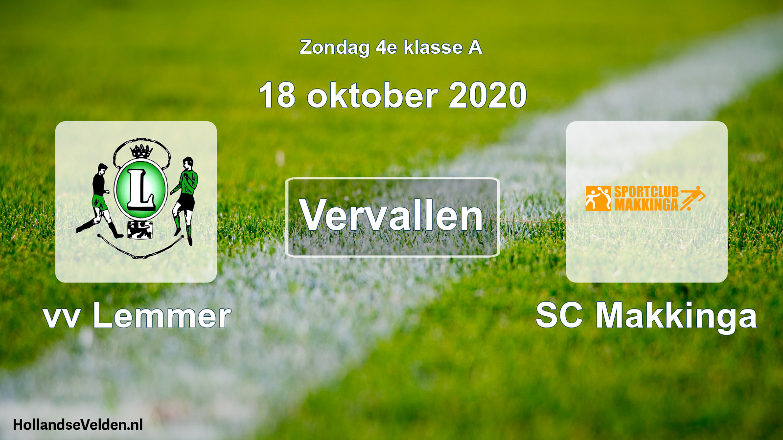 Scheduled Match: vv Lemmer - SC Makkinga (18 October 2020)
