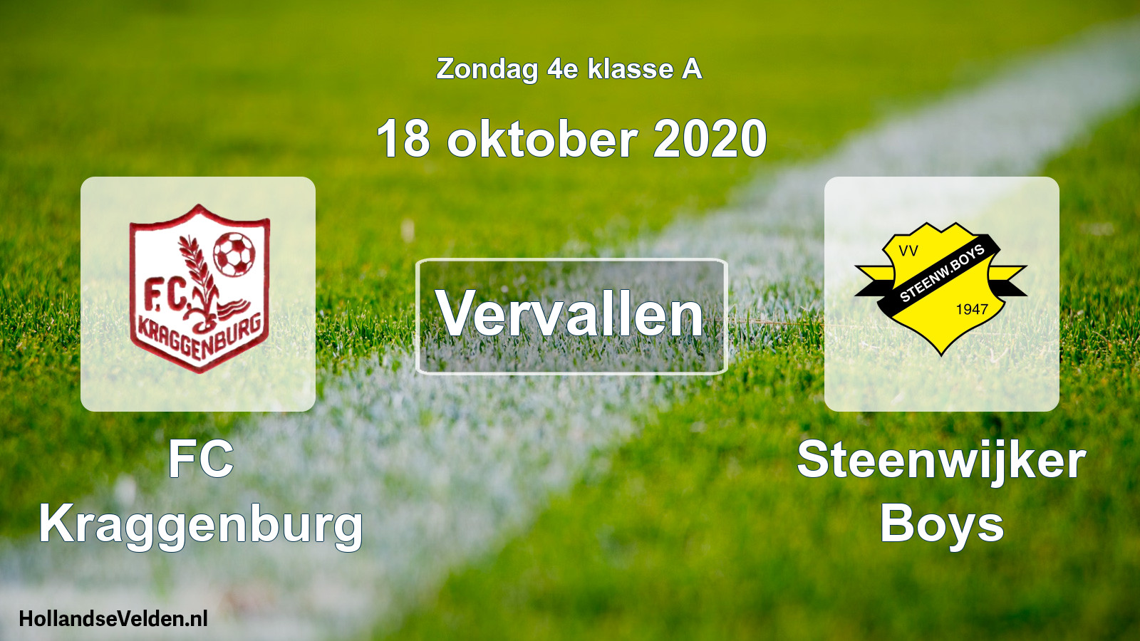 Scheduled Match: FC Kraggenburg - Steenwijker Boys (18 October 2020)