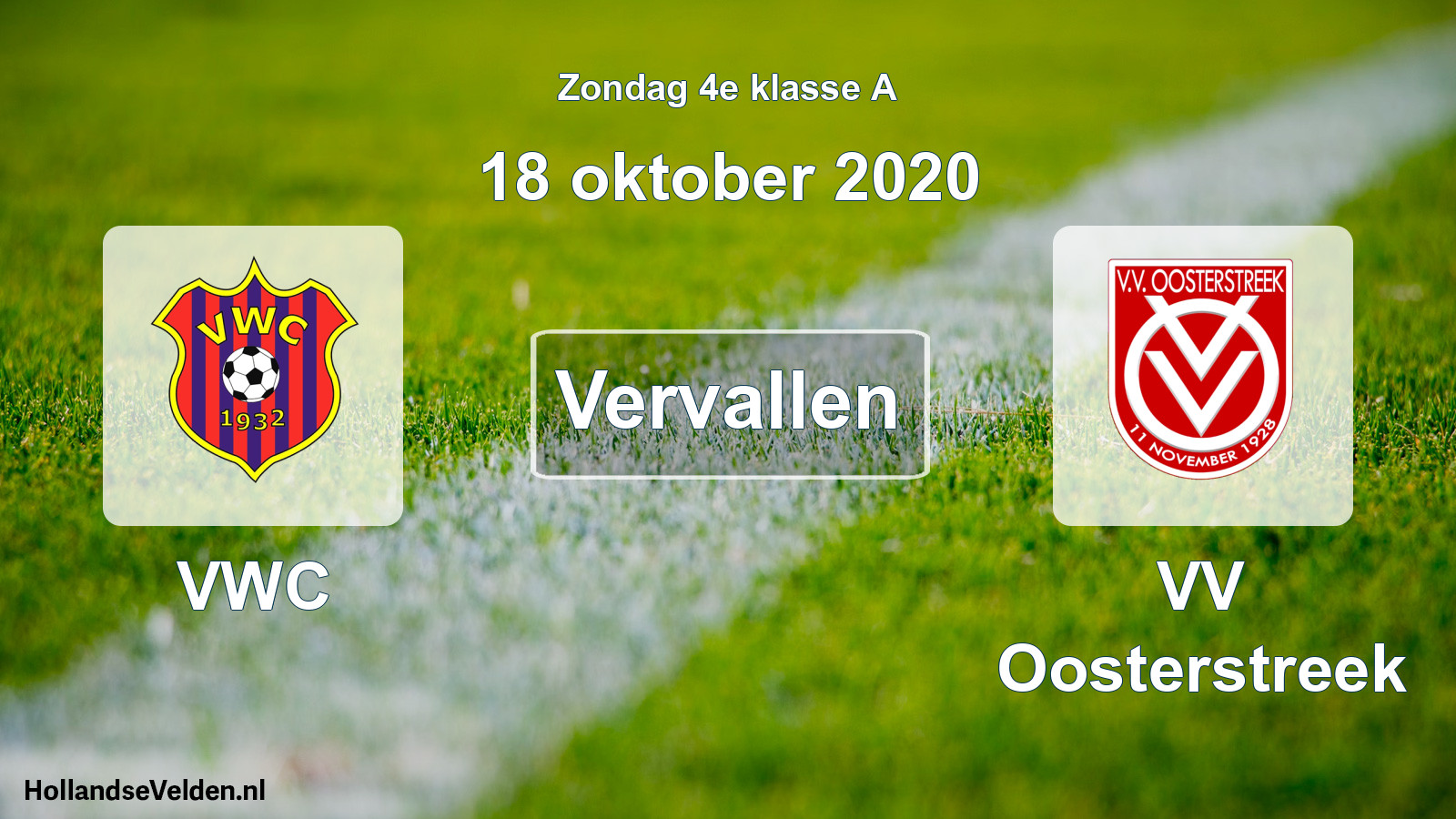 Scheduled Match: VWC - VV Oosterstreek (18 October 2020)