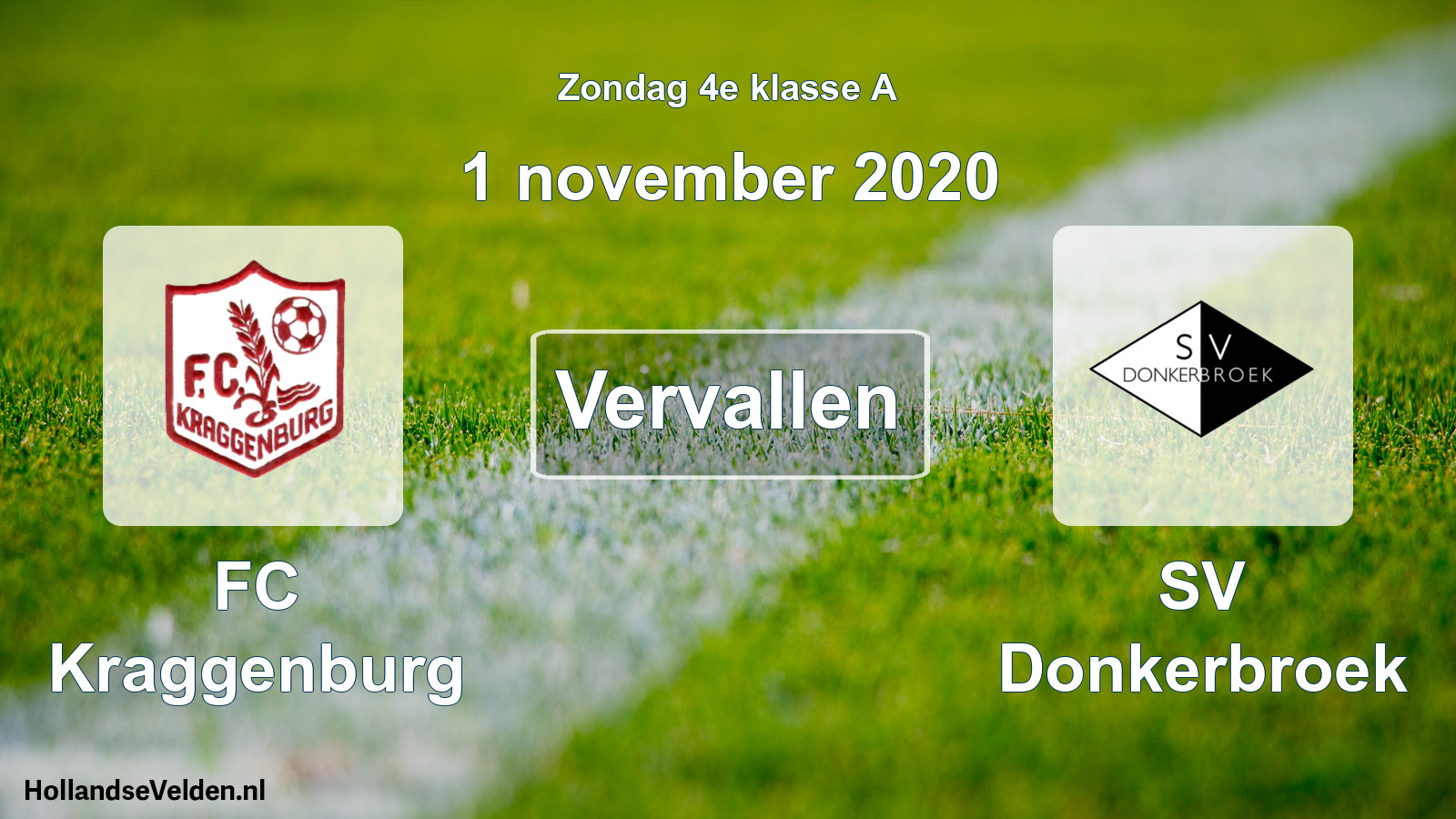 Scheduled Match: FC Kraggenburg - SV Donkerbroek (1 November 2020)