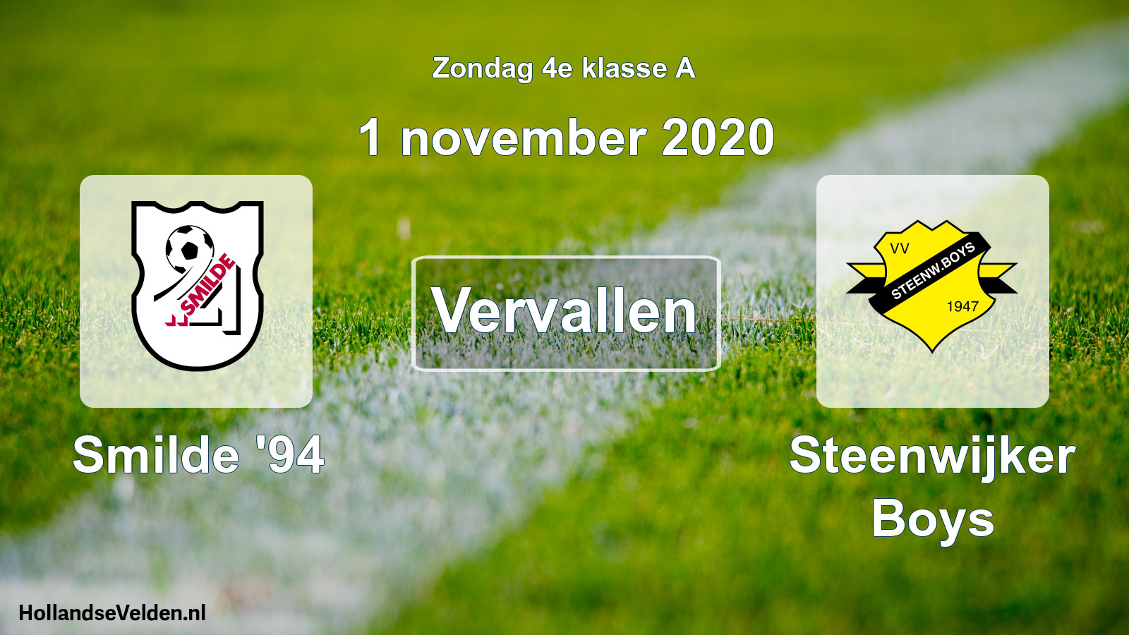Scheduled Match: Smilde '94 - Steenwijker Boys (1 November 2020)