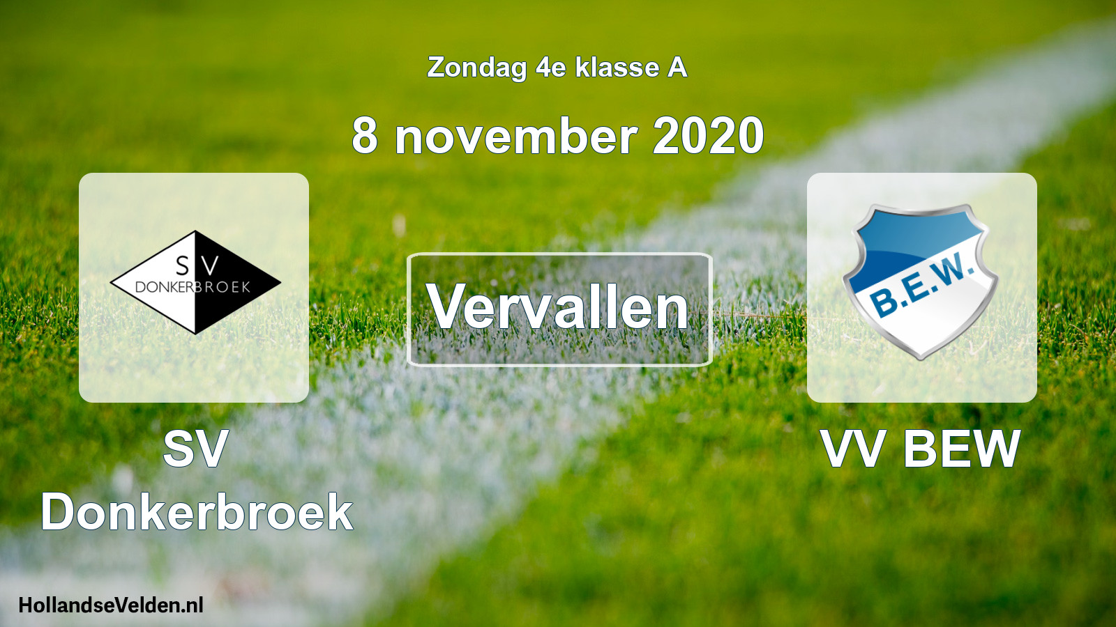 Scheduled Match: SV Donkerbroek - VV BEW (8 November 2020)