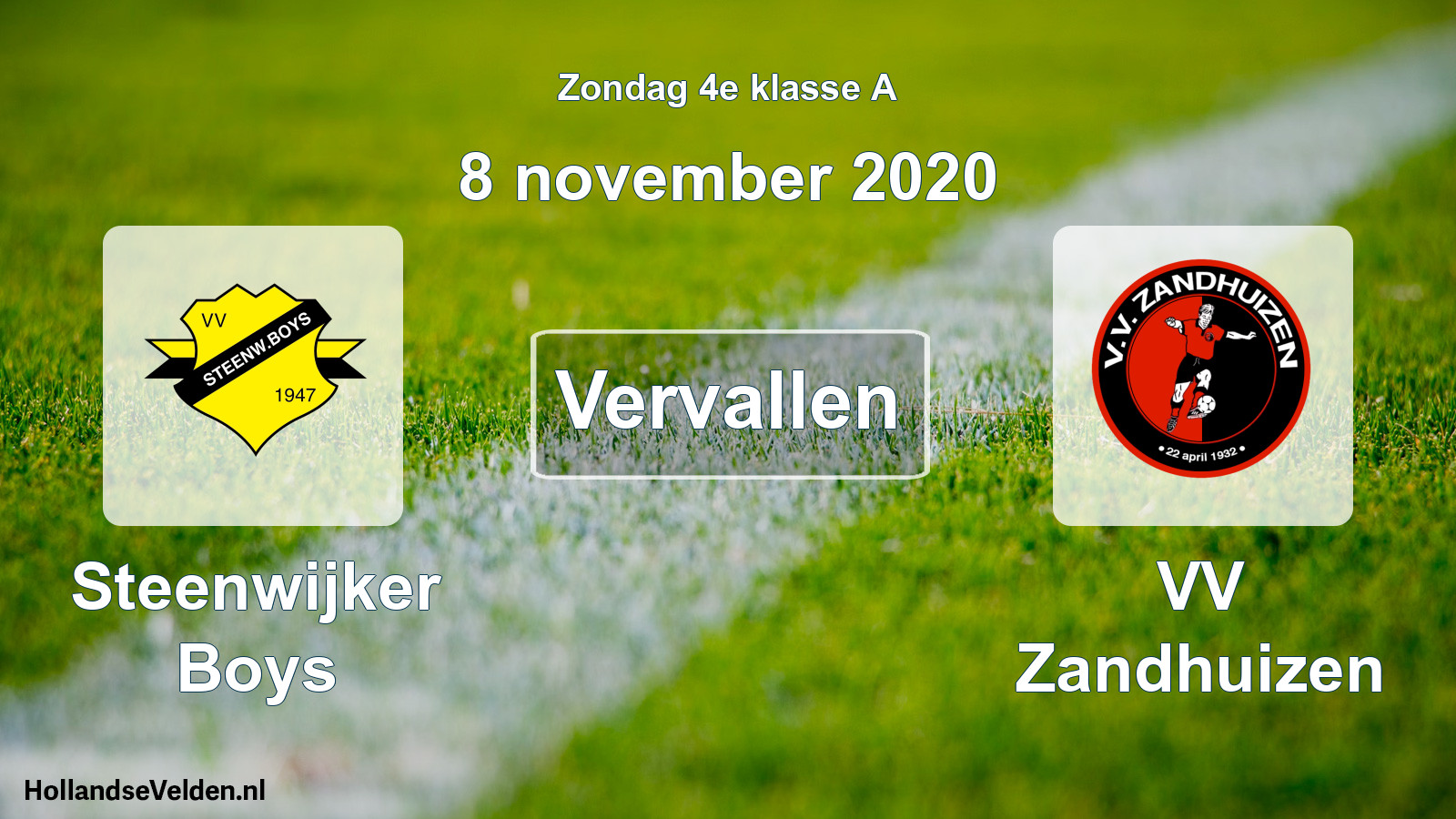 Scheduled Match: Steenwijker Boys - VV Zandhuizen (8 November 2020)