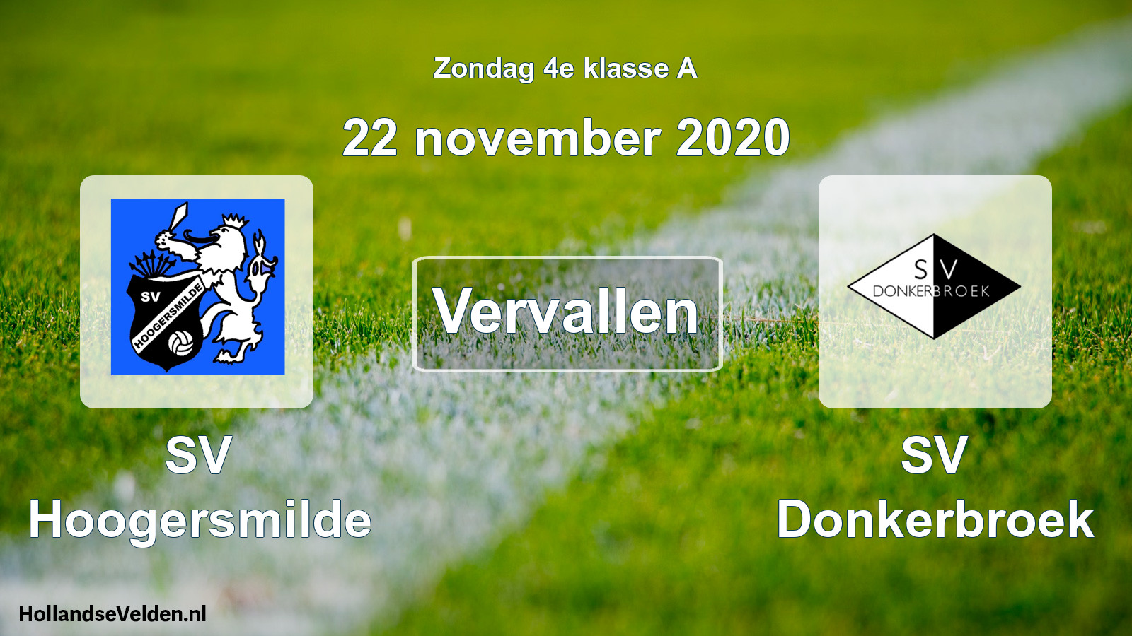 Scheduled Match: SV Hoogersmilde - SV Donkerbroek (22 November 2020)