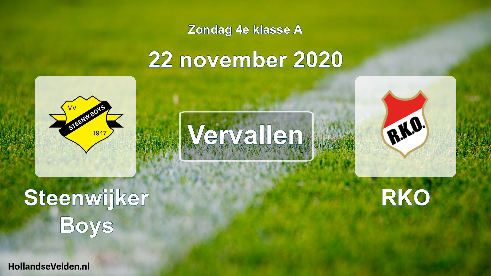 Scheduled Match: Steenwijker Boys - RKO (22 November 2020)