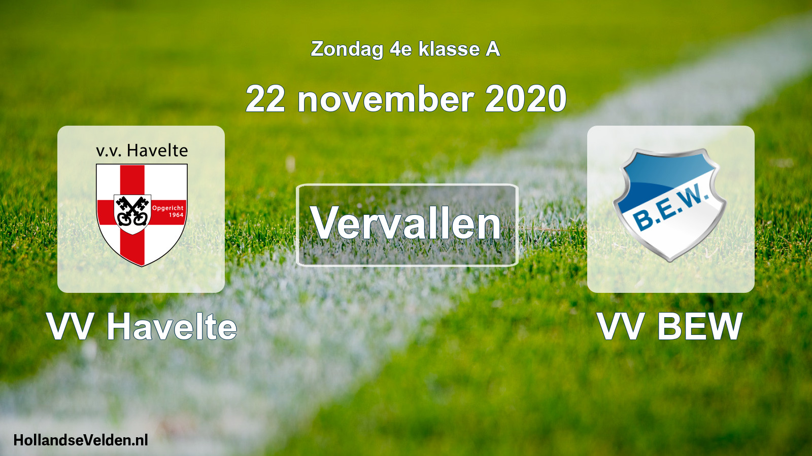 Scheduled Match: VV Havelte - VV BEW (22 November 2020)