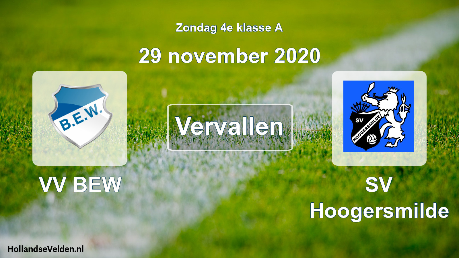 Scheduled Match: VV BEW - SV Hoogersmilde (29 November 2020)