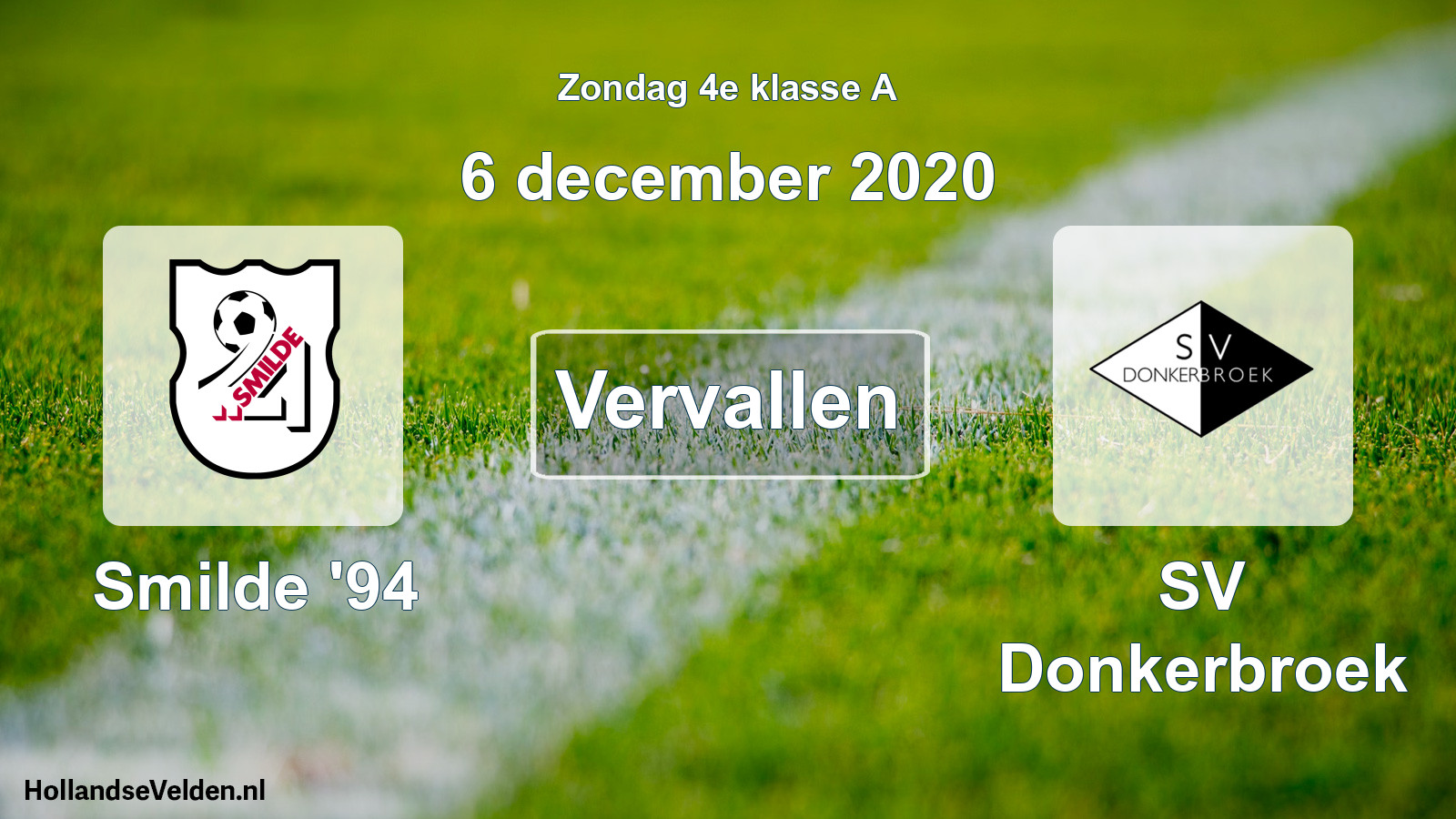 Scheduled Match: Smilde '94 - SV Donkerbroek (6 December 2020)