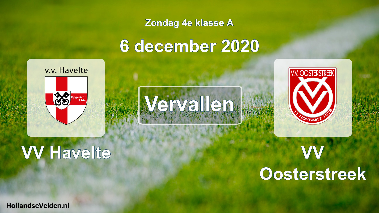 Scheduled Match: VV Havelte - VV Oosterstreek (6 December 2020)