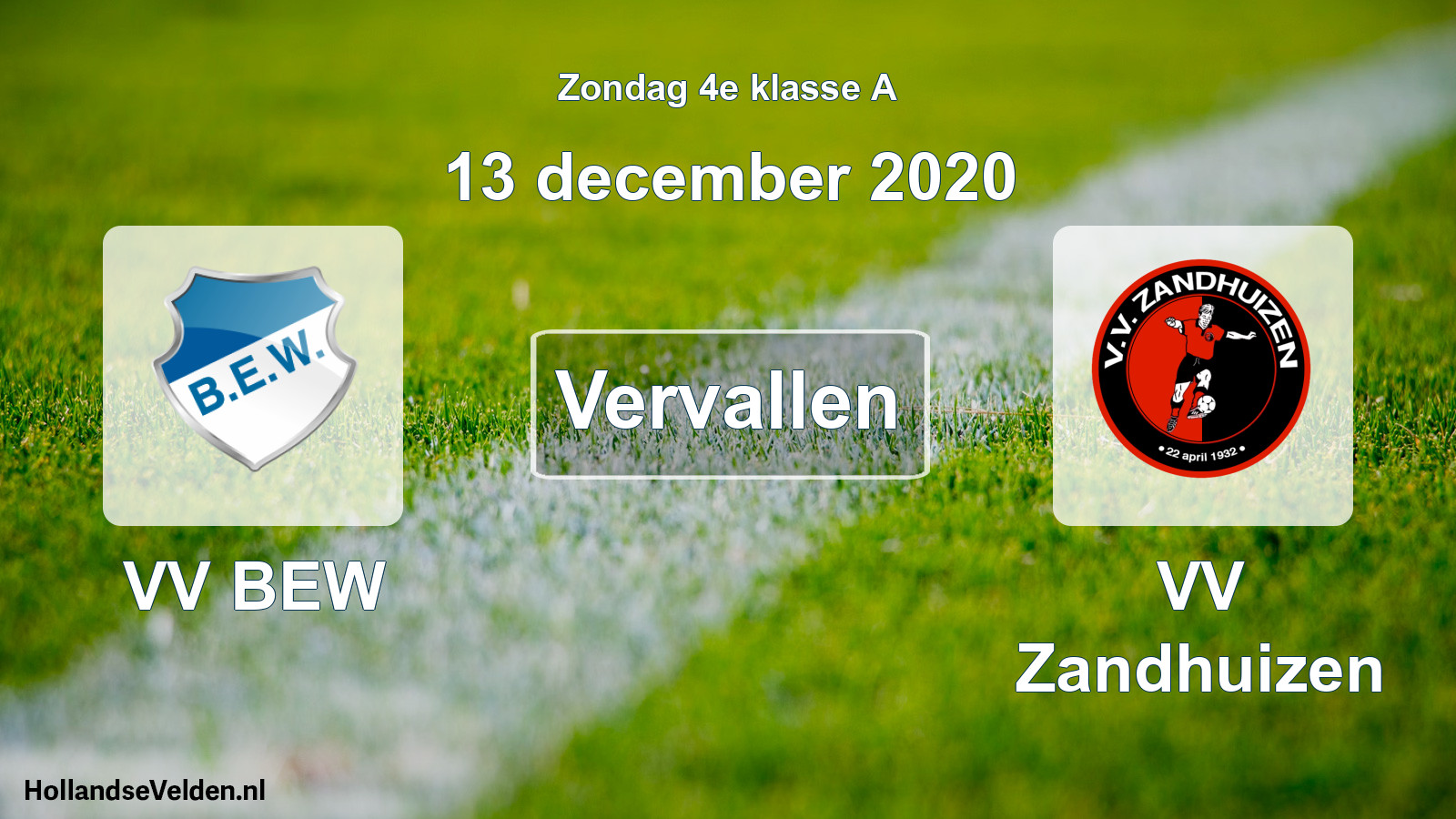 Scheduled Match: VV BEW - VV Zandhuizen (13 December 2020)