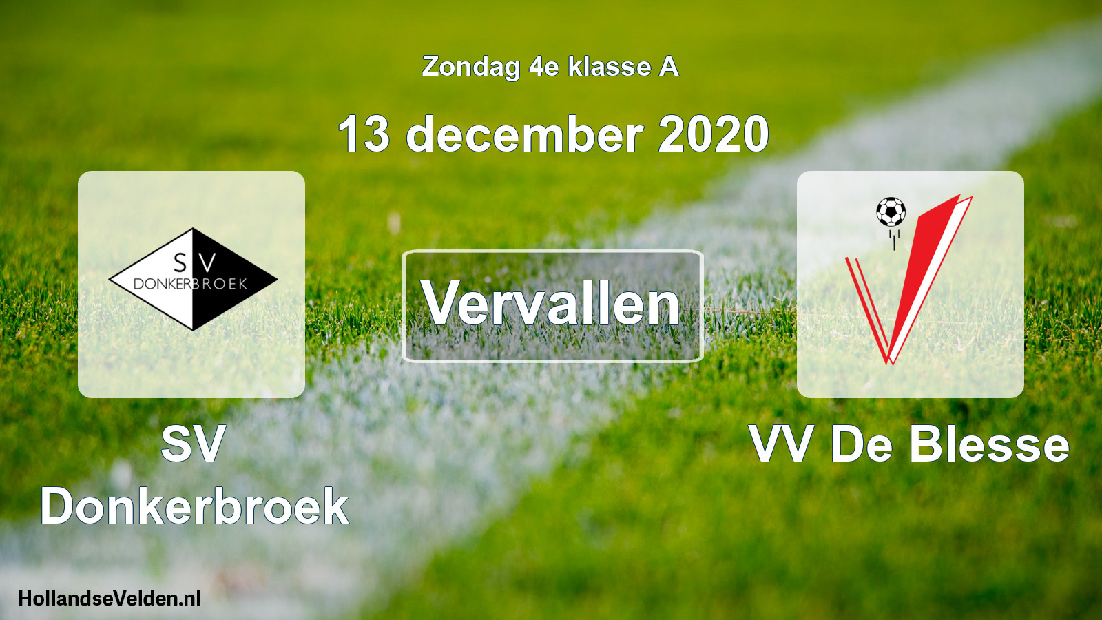 Scheduled Match: SV Donkerbroek - VV De Blesse (13 December 2020)