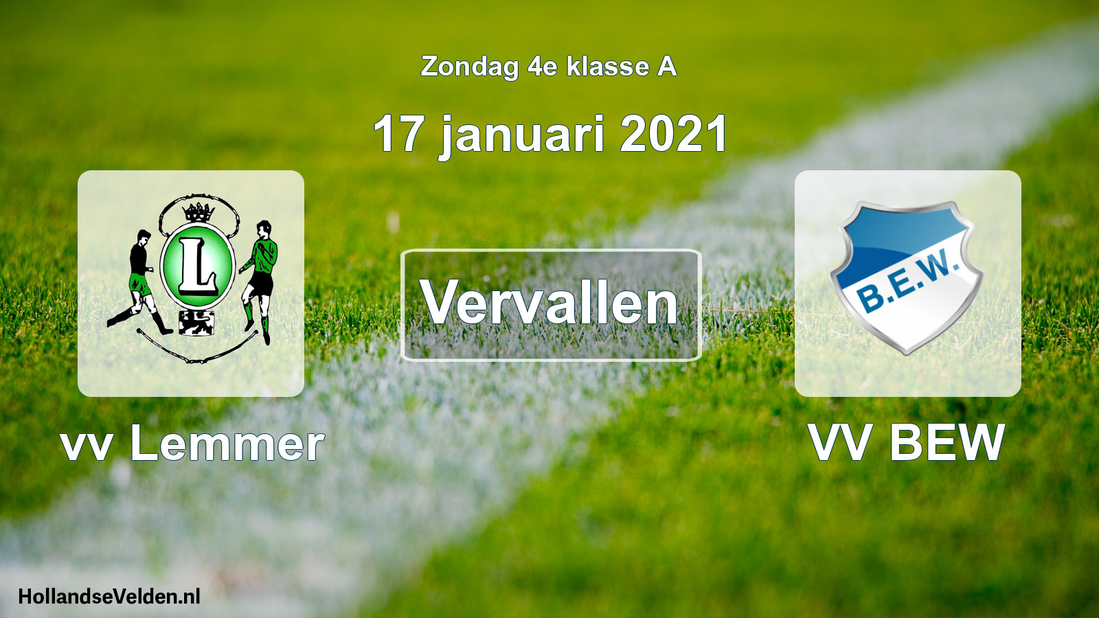 Scheduled Match: vv Lemmer - VV BEW (17 January 2021)