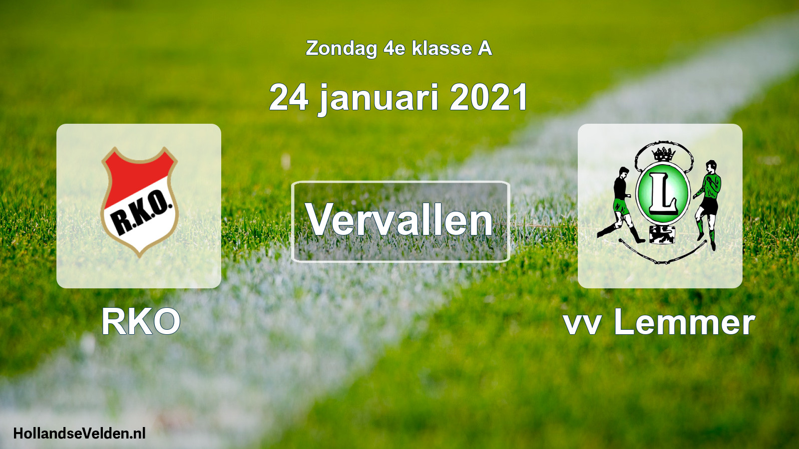 Scheduled Match: RKO - vv Lemmer (24 January 2021)