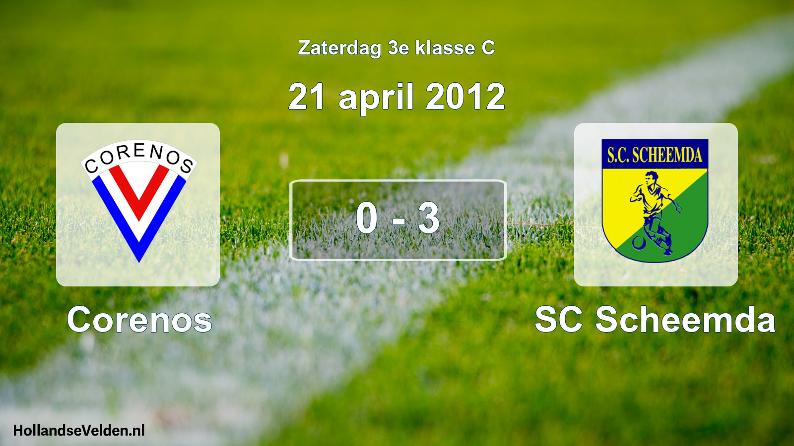 Total number of matches played: Corenos - SC Scheemda 0 - 3 (21 April 2012)