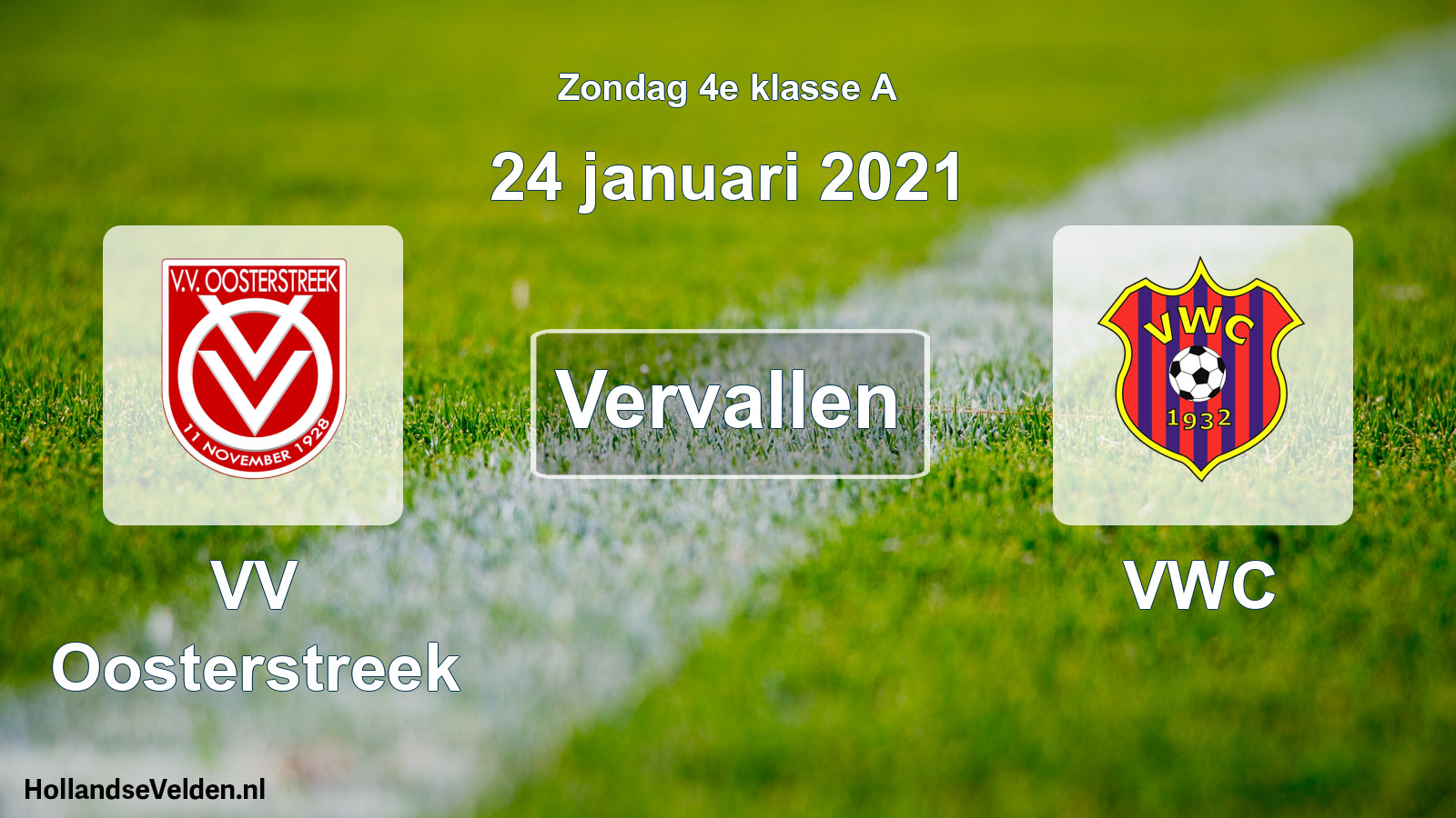 Scheduled Match: VV Oosterstreek - VWC (24 January 2021)