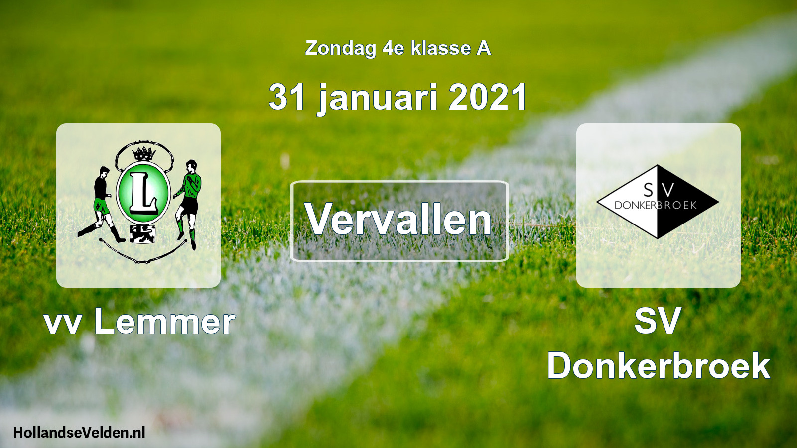 Scheduled Match: vv Lemmer - SV Donkerbroek (31 January 2021)