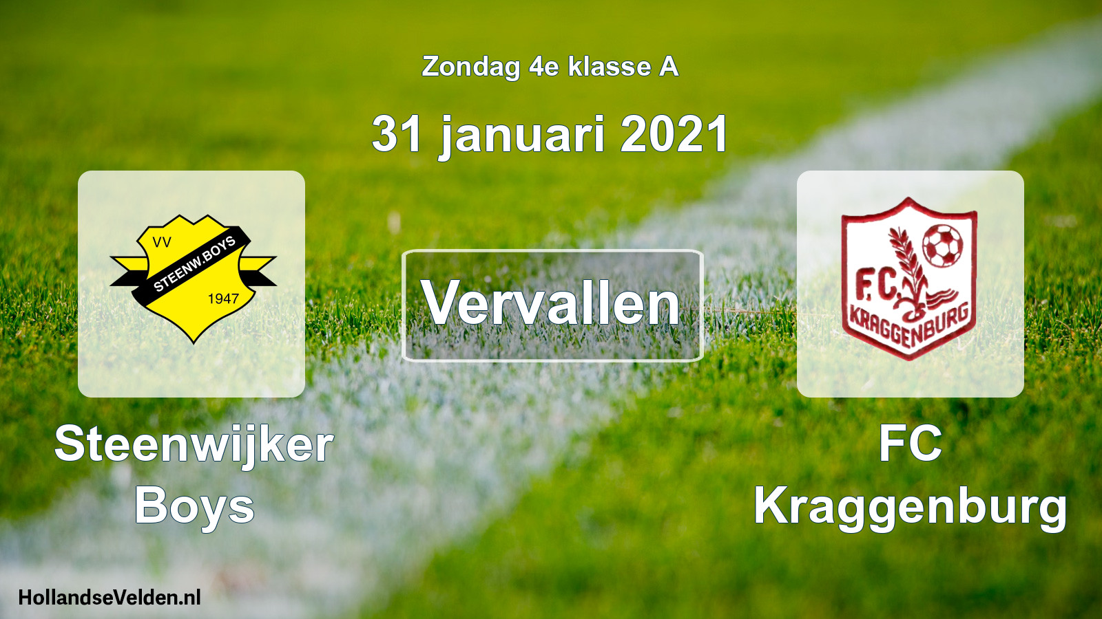 Scheduled Match: Steenwijker Boys - FC Kraggenburg (31 January 2021)