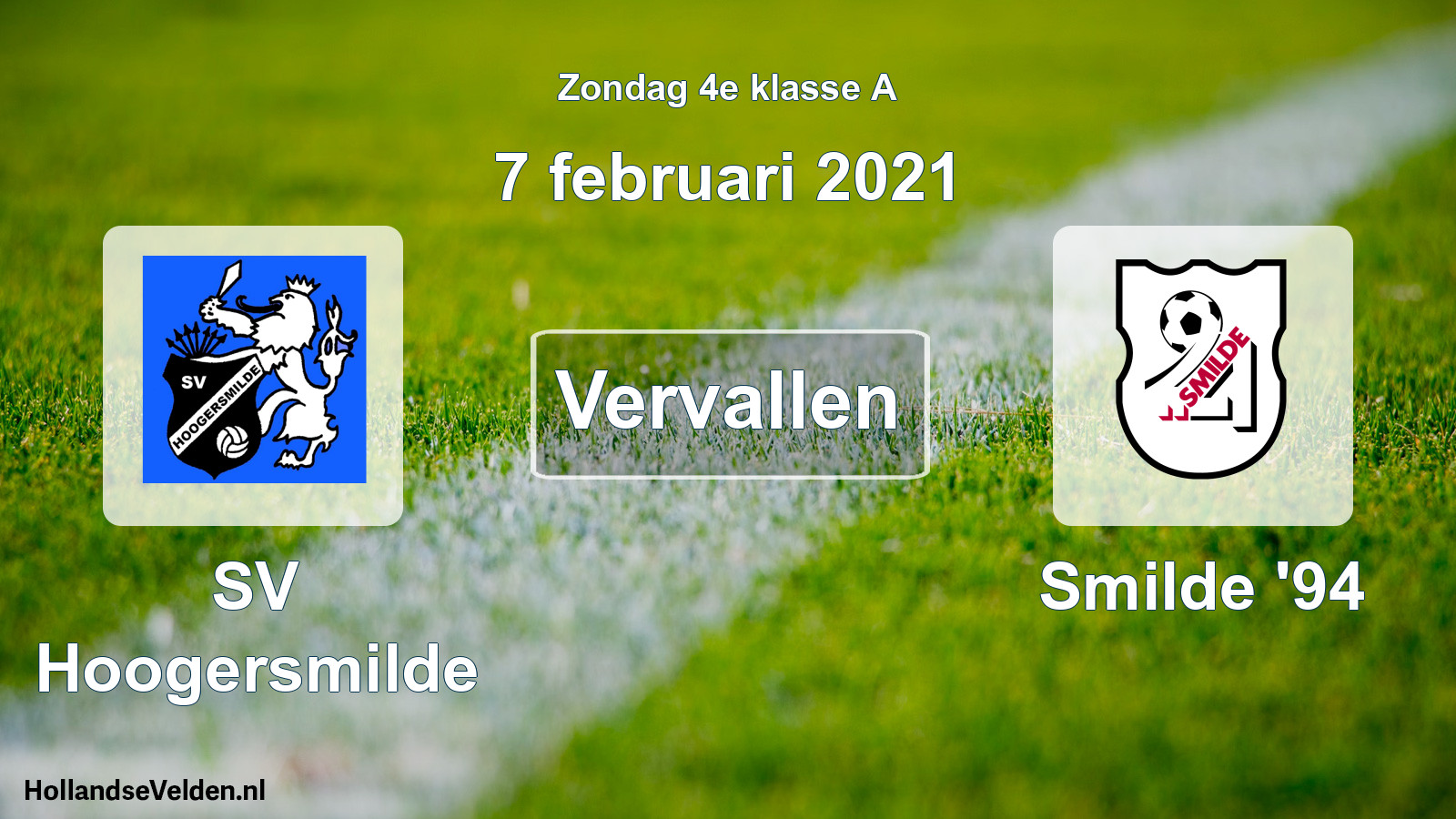 Scheduled Match: SV Hoogersmilde - Smilde '94 (7 February 2021)