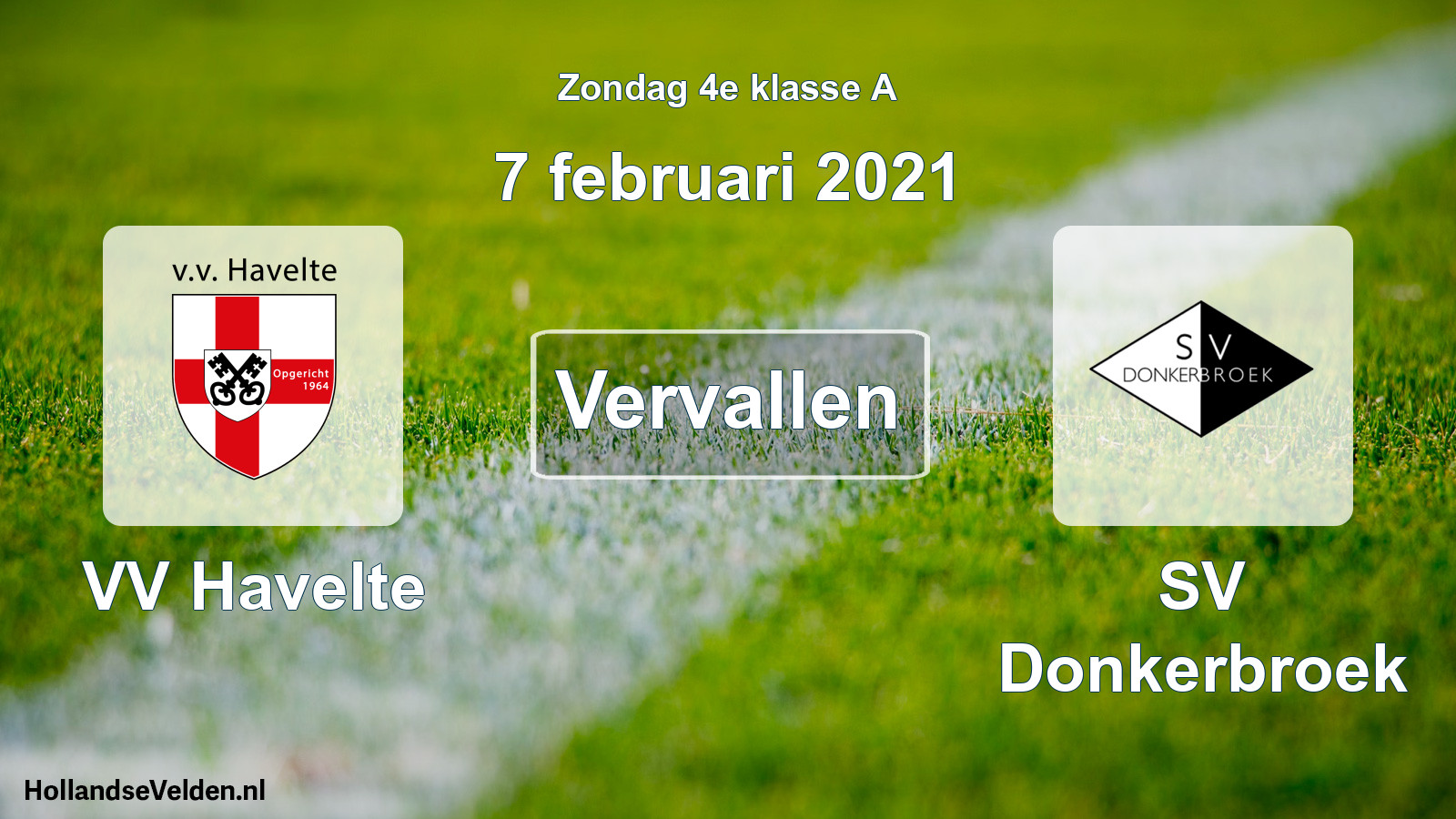 Scheduled Match: VV Havelte - SV Donkerbroek (7 February 2021)