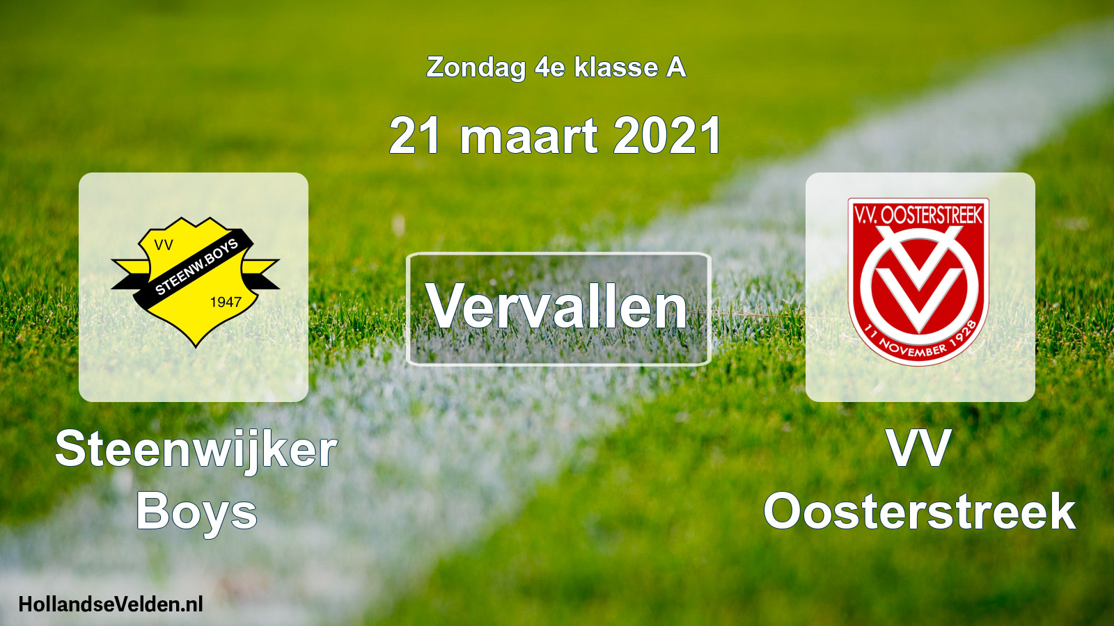 Scheduled Match: Steenwijker Boys - VV Oosterstreek (21 March 2021)