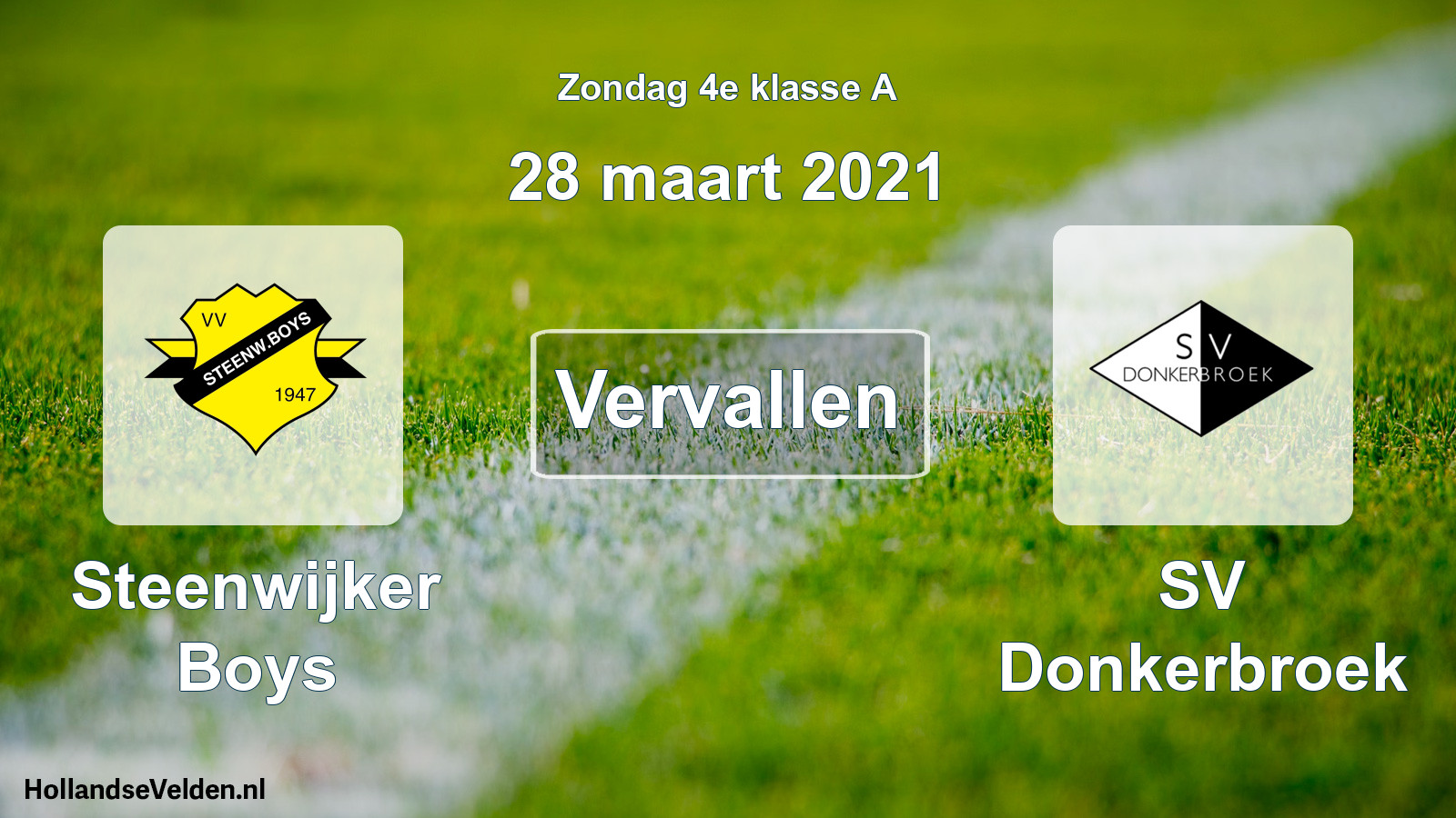 Scheduled Match: Steenwijker Boys - SV Donkerbroek (28 March 2021)
