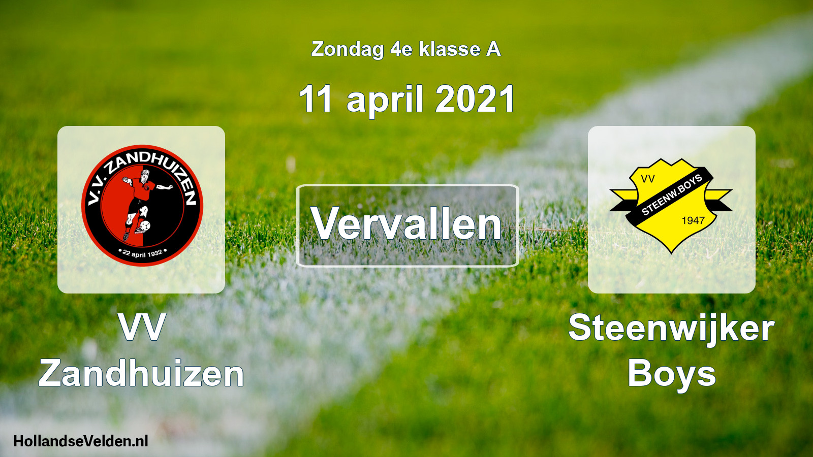 Scheduled Match: VV Zandhuizen - Steenwijker Boys (11 April 2021)