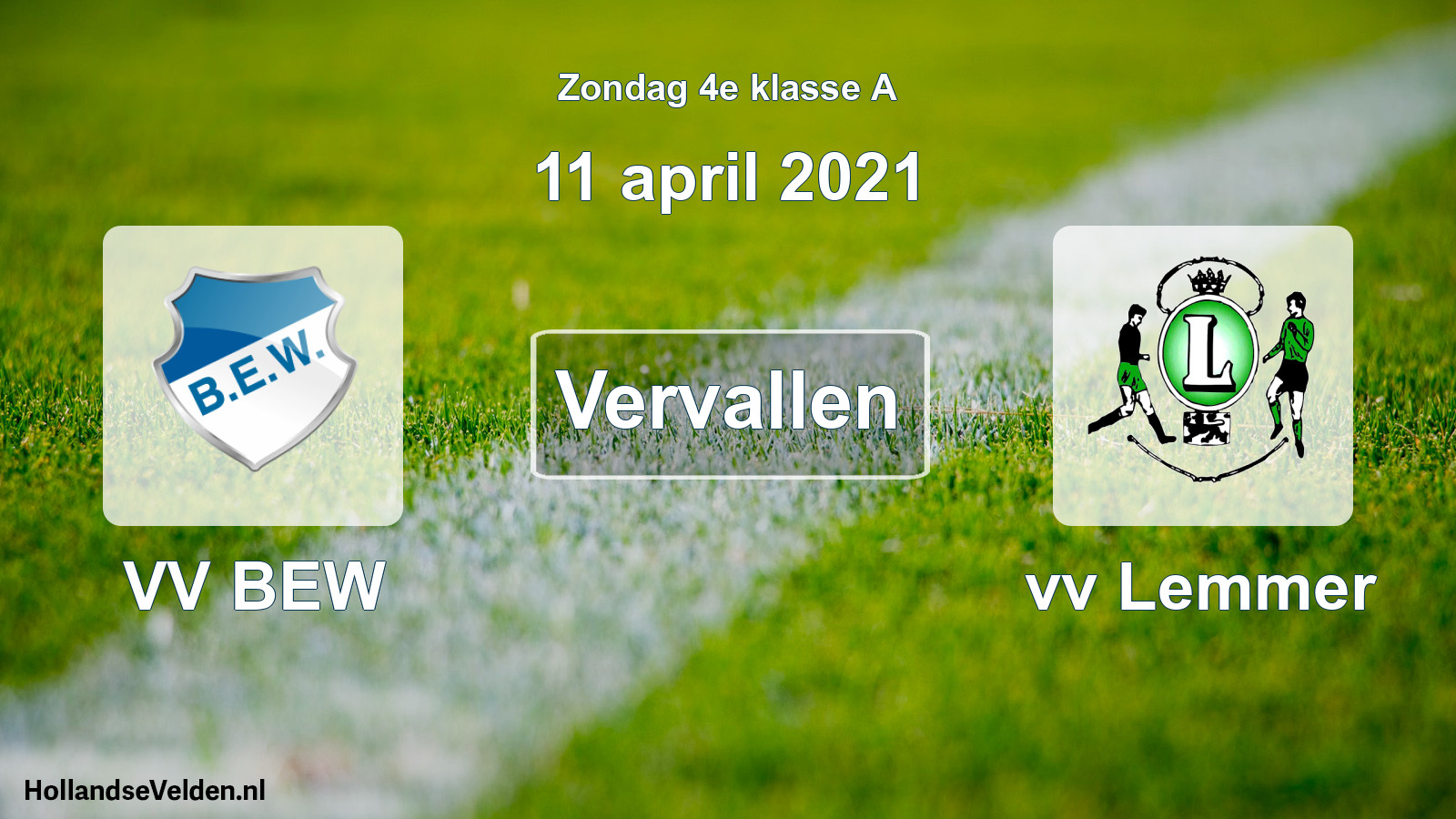 Scheduled Match: VV BEW - vv Lemmer (11 April 2021)