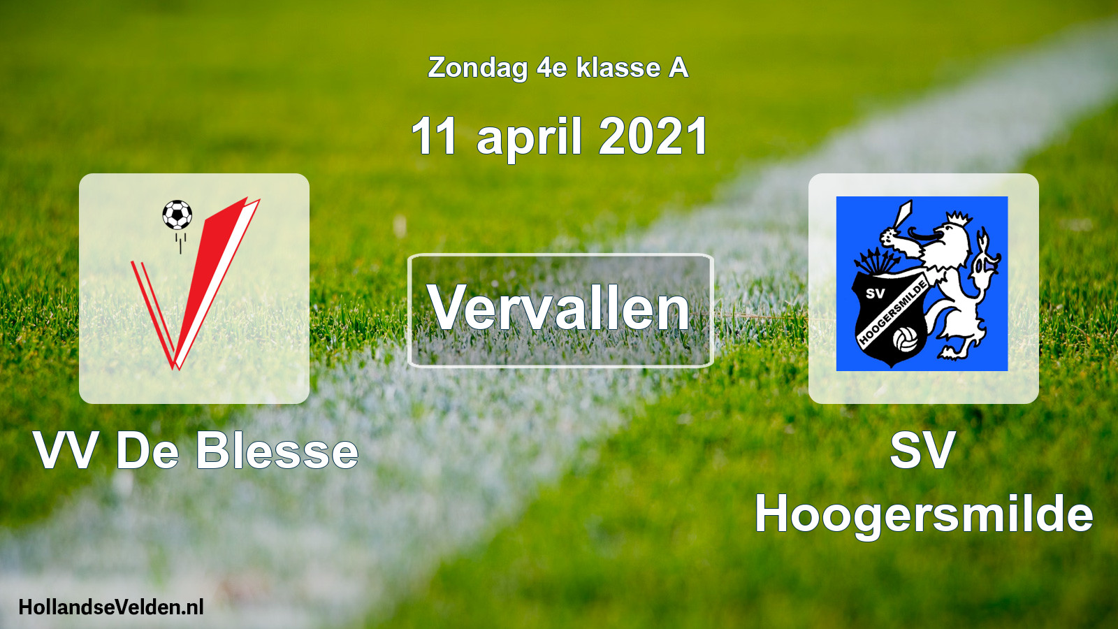 Scheduled Match: VV De Blesse - SV Hoogersmilde (11 April 2021)