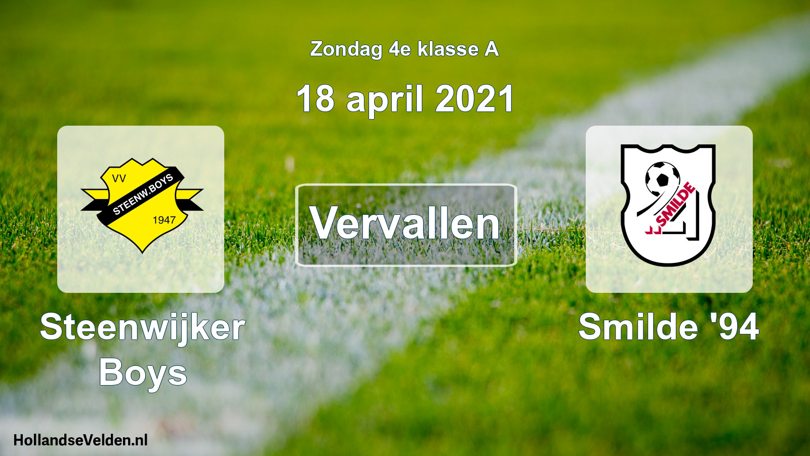 Scheduled Match: Steenwijker Boys - Smilde '94 (18 April 2021)