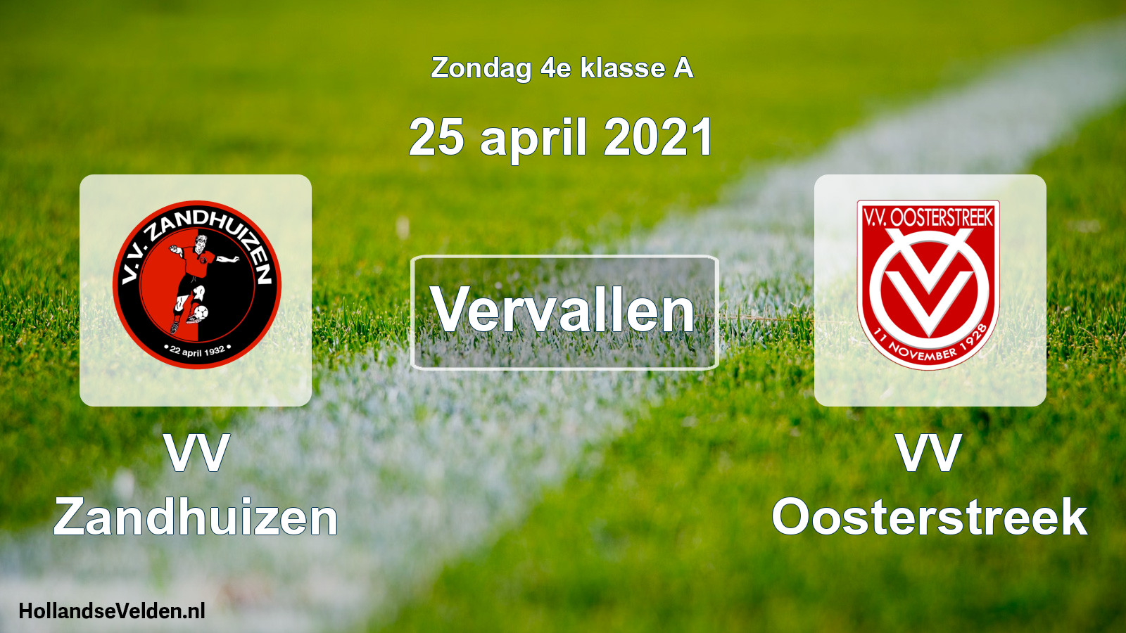 Scheduled Match: VV Zandhuizen - VV Oosterstreek (25 April 2021)