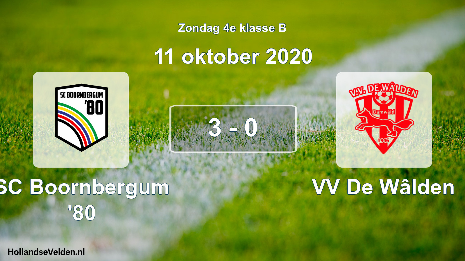 Total number of matches played: SC Boornbergum '80 - VV De Wâlden 3 - 0 (11 October 2020)