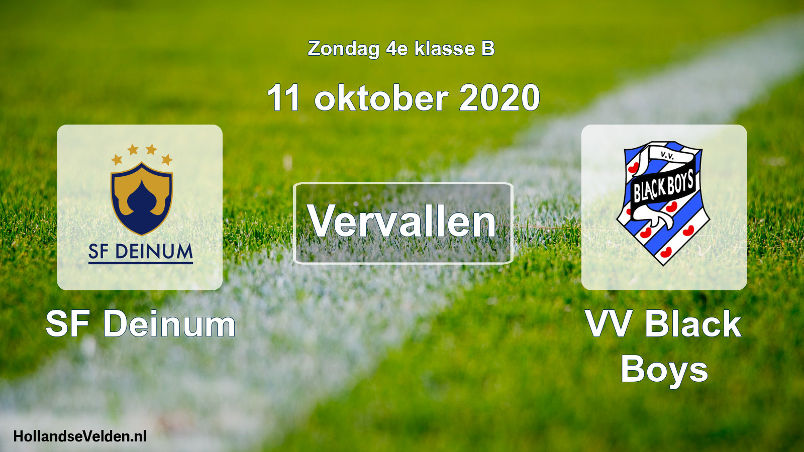 Scheduled Match: SF Deinum - VV Black Boys (11 October 2020)