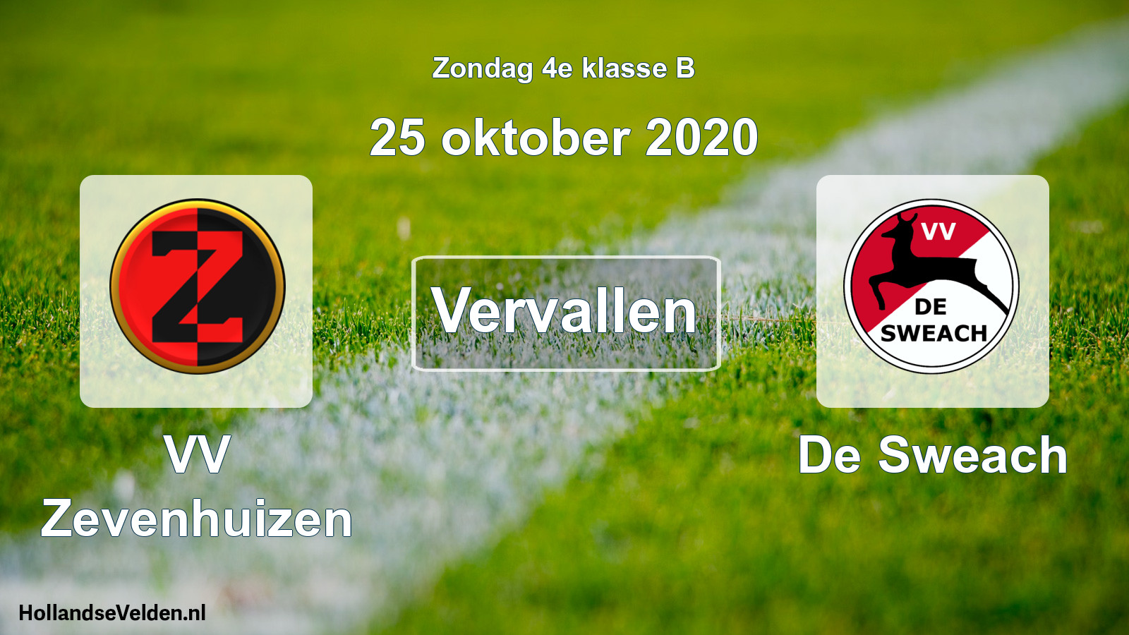Scheduled Match: VV Zevenhuizen - De Sweach (25 October 2020)