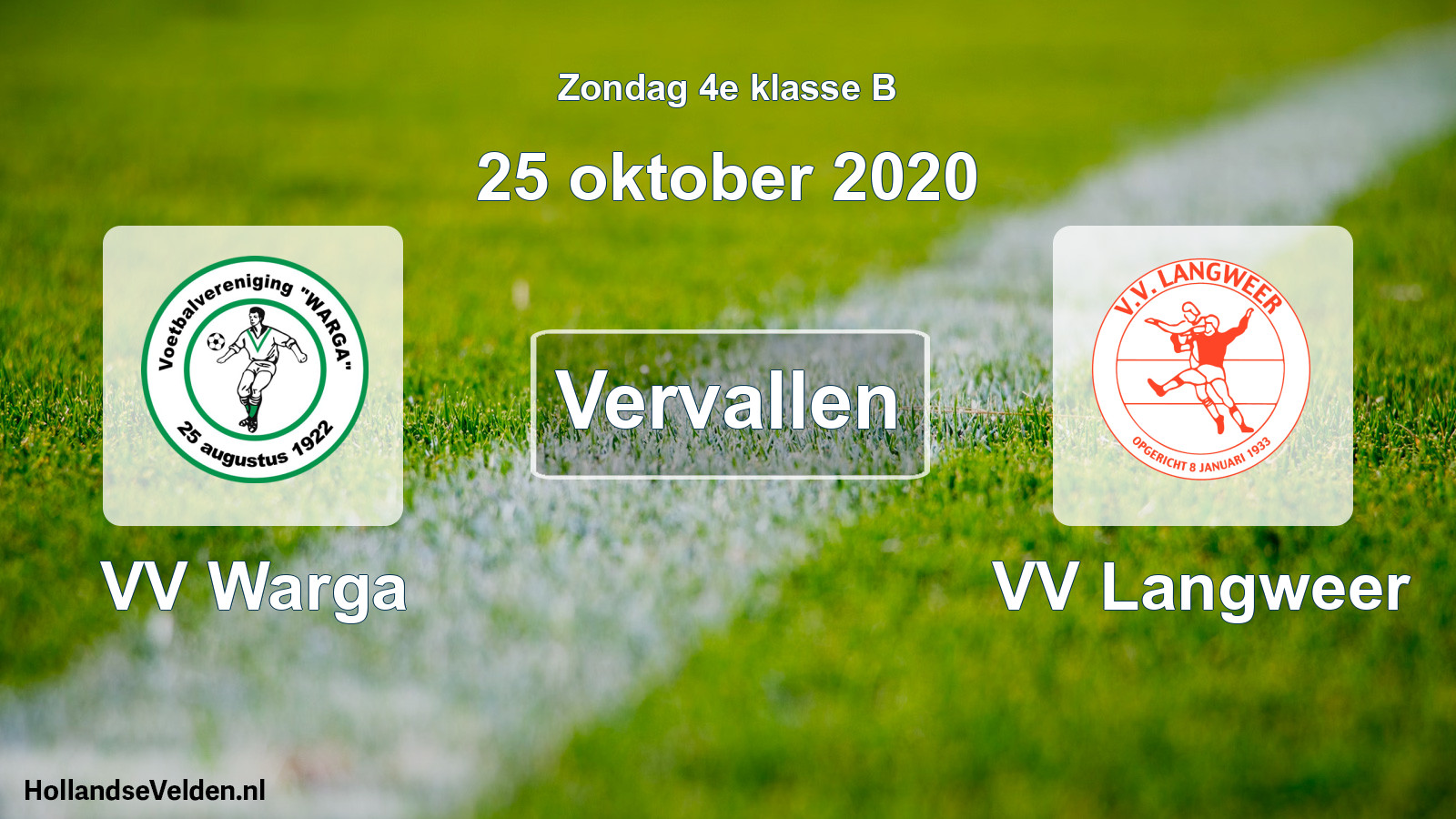 Scheduled Match: VV Warga - VV Langweer (25 October 2020)