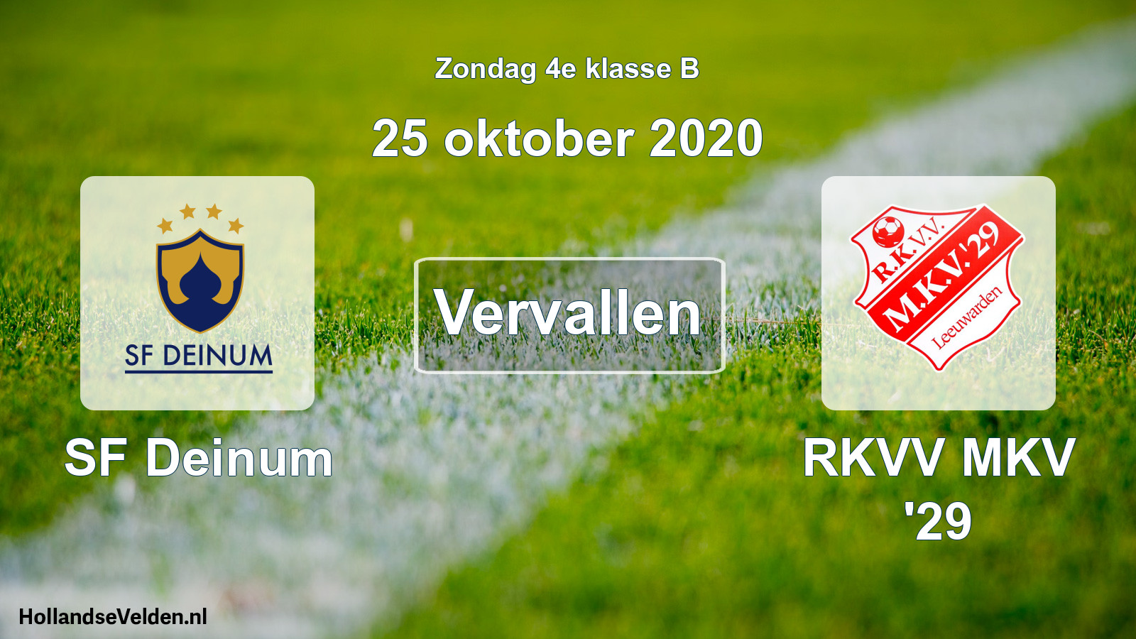 Scheduled Match: SF Deinum - RKVV MKV '29 (25 October 2020)