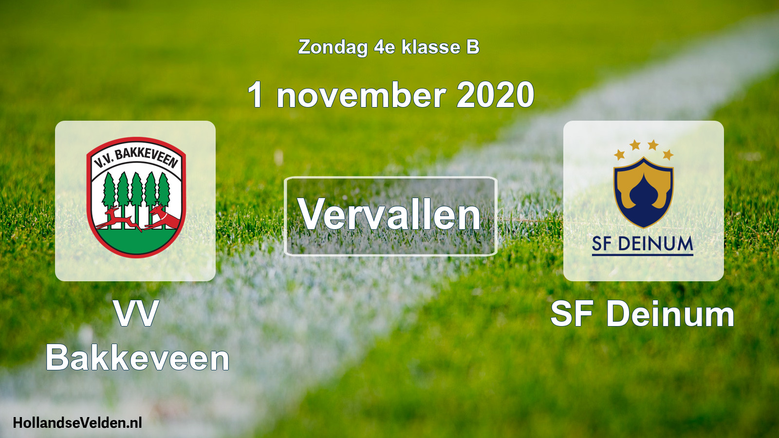 Scheduled Match: VV Bakkeveen - SF Deinum (1 November 2020)